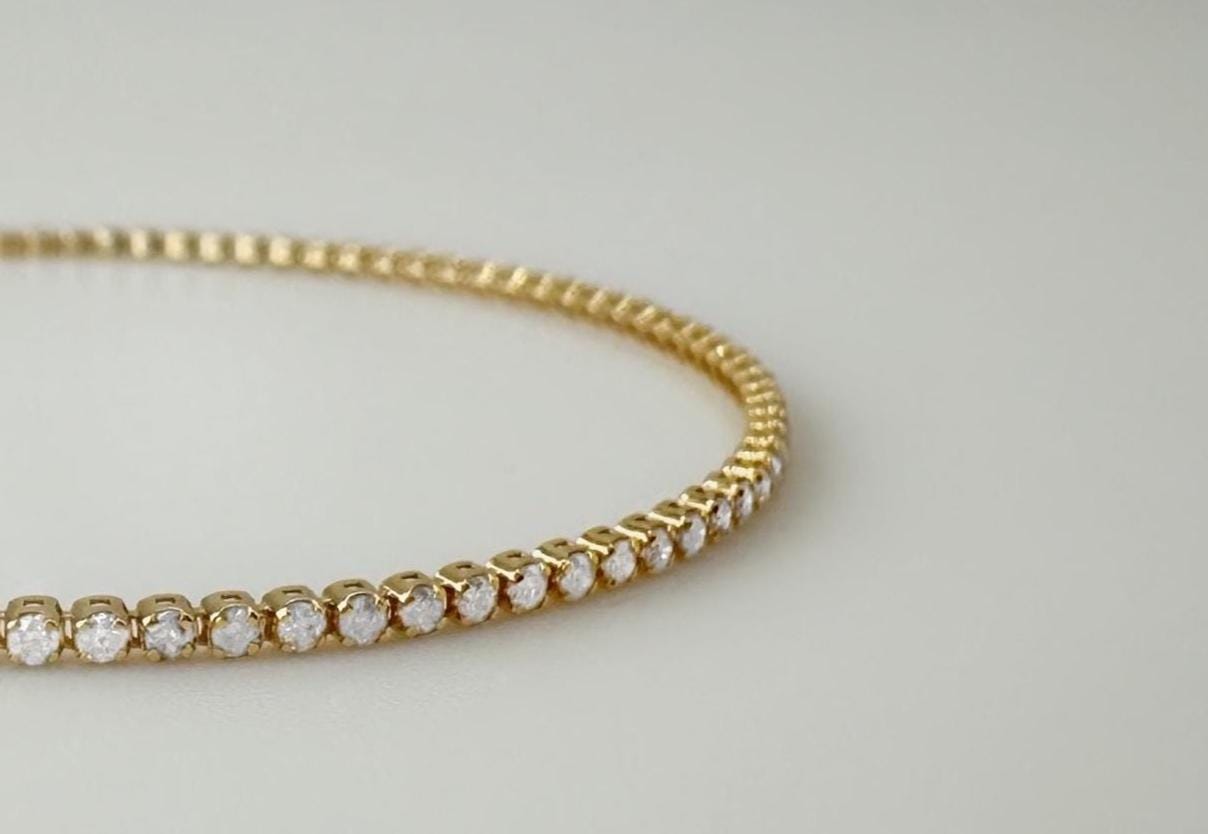 18K Solid Gold 1CT TW Tennis Bracelet Natural Diamond Bracelet Size 7 / Dainty Bracelet , Fine Jewelry , Stackable Bracelet / Gift For her