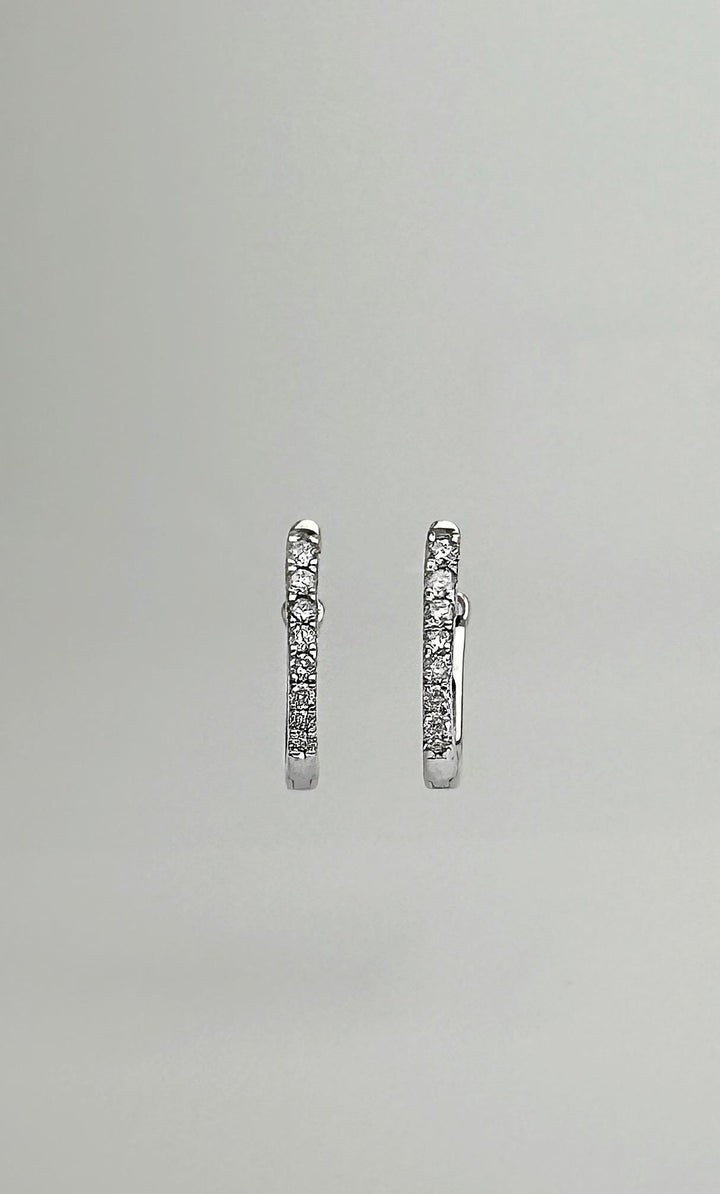 18K Solid Gold Natural Diamond U Hoop Huggies Earrings PAIR ,Fine Jewelry, loop Earrings , Dainty Minimalist Everyday Earrings