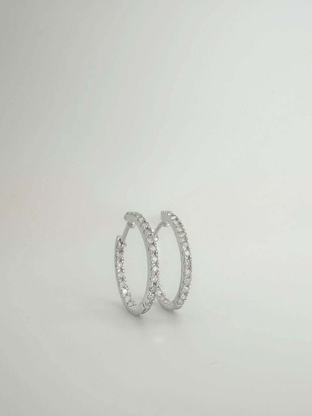 18k solid gold diamond huggie earrings, natural round diamonds, 0.5 carat total weight, double-layered mini hoops, stacked design, fine jewelry gift for her, minimalist dainty earrings for everyday wear, luxury gold earrings, anniversary gift, bridal jewelry, solid gold hoop earrings, handmade diamond earrings, real gold diamond