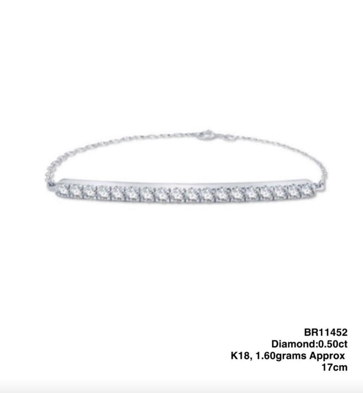 18K Solid Gold Diamond Half Tennis Bracelet: 0.5 CT SI F Diamonds, 6.6 Inch