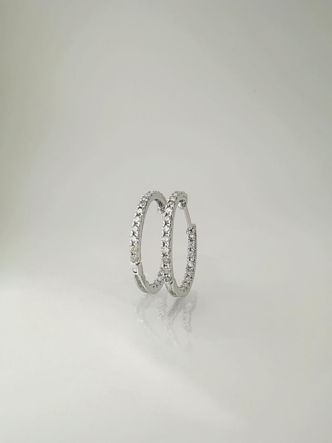18k solid gold diamond huggie earrings, natural round diamonds, 0.5 carat total weight, double-layered mini hoops, stacked design, fine jewelry gift for her, minimalist dainty earrings for everyday wear, luxury gold earrings, anniversary gift, bridal jewelry, solid gold hoop earrings, handmade diamond earrings, real gold diamond huggies