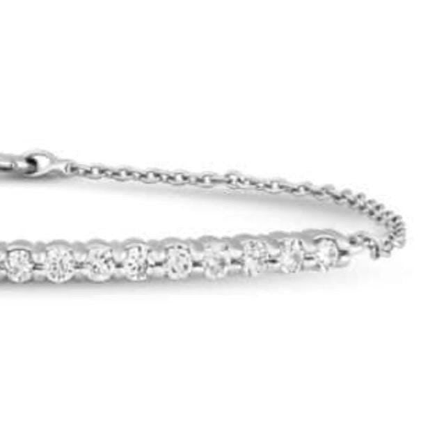 18K Solid Gold Diamond Half Tennis Bracelet: 0.5 CT SI F Diamonds, 6.6 Inch