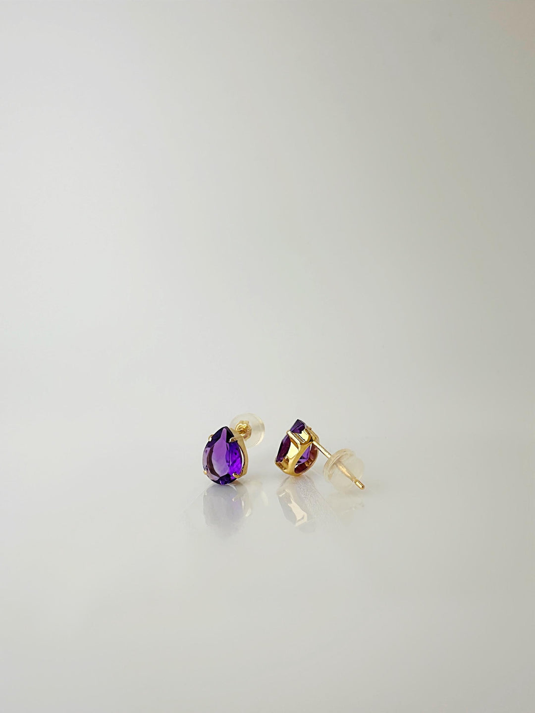18K Solid Gold Amethyst Stud Earrings: February Birthstone Jewelry