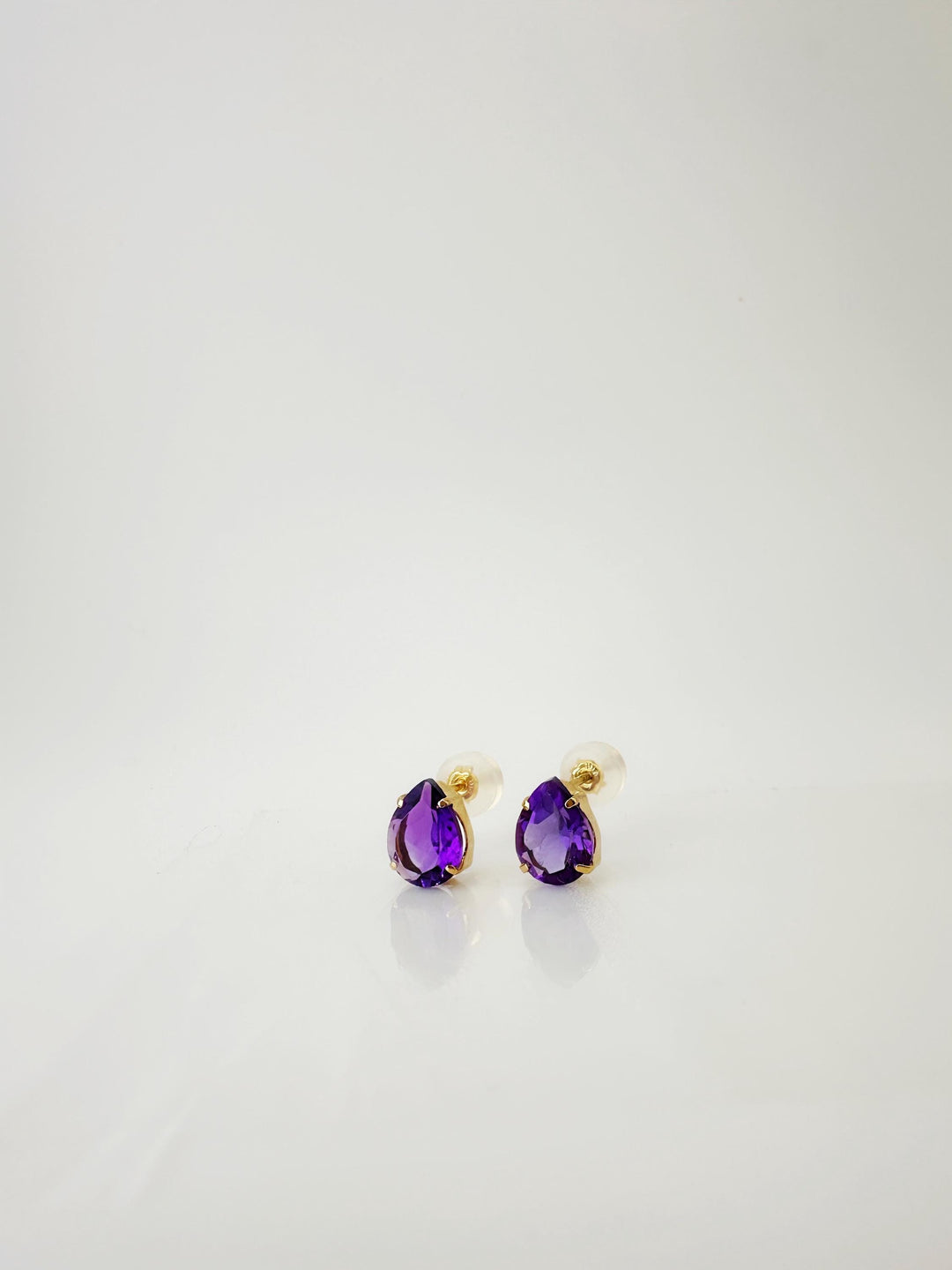 18K Solid Gold Amethyst Stud Earrings: February Birthstone Jewelry