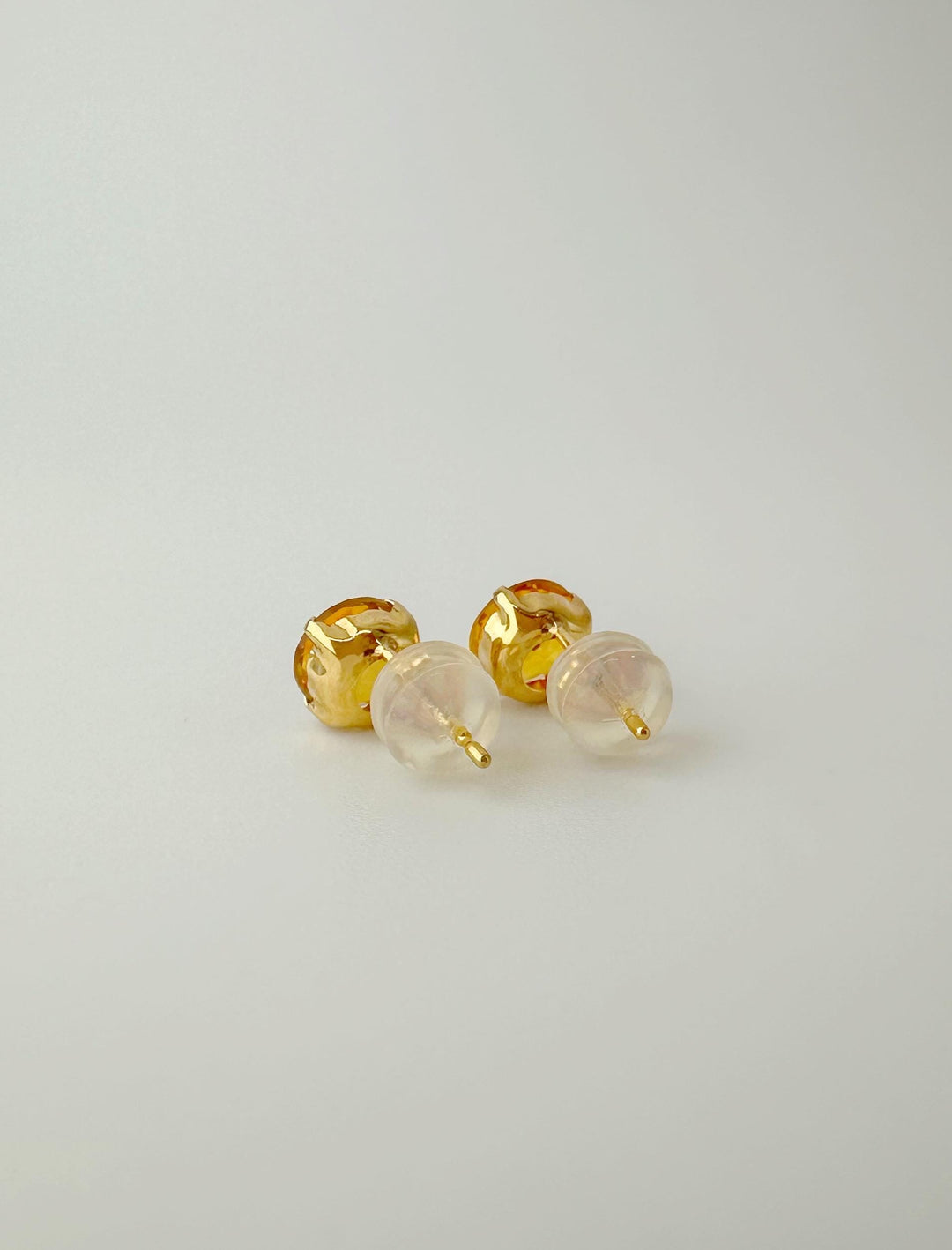 18K Solid Gold Citrine Stud Earrings: November Birthstone