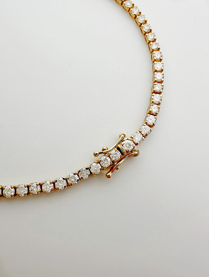 18K Solid Gold Natural Diamond Tennis Bracelet: 3 Carat, Size 7