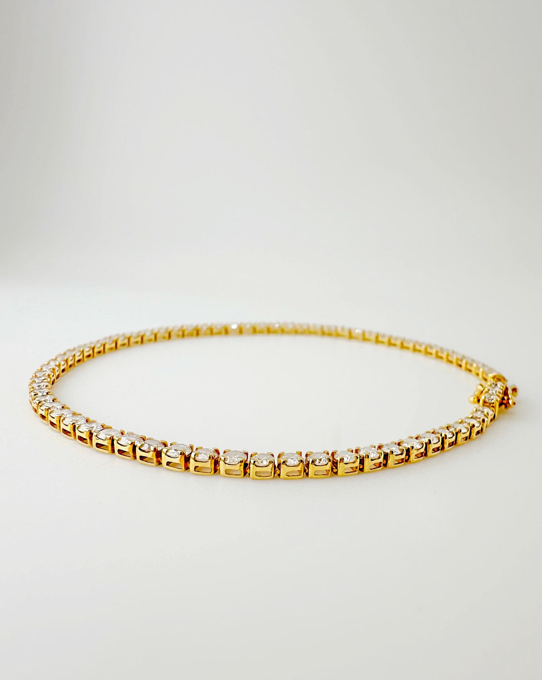 18K Solid Gold Natural Diamond Tennis Bracelet: 3 Carat, Size 7