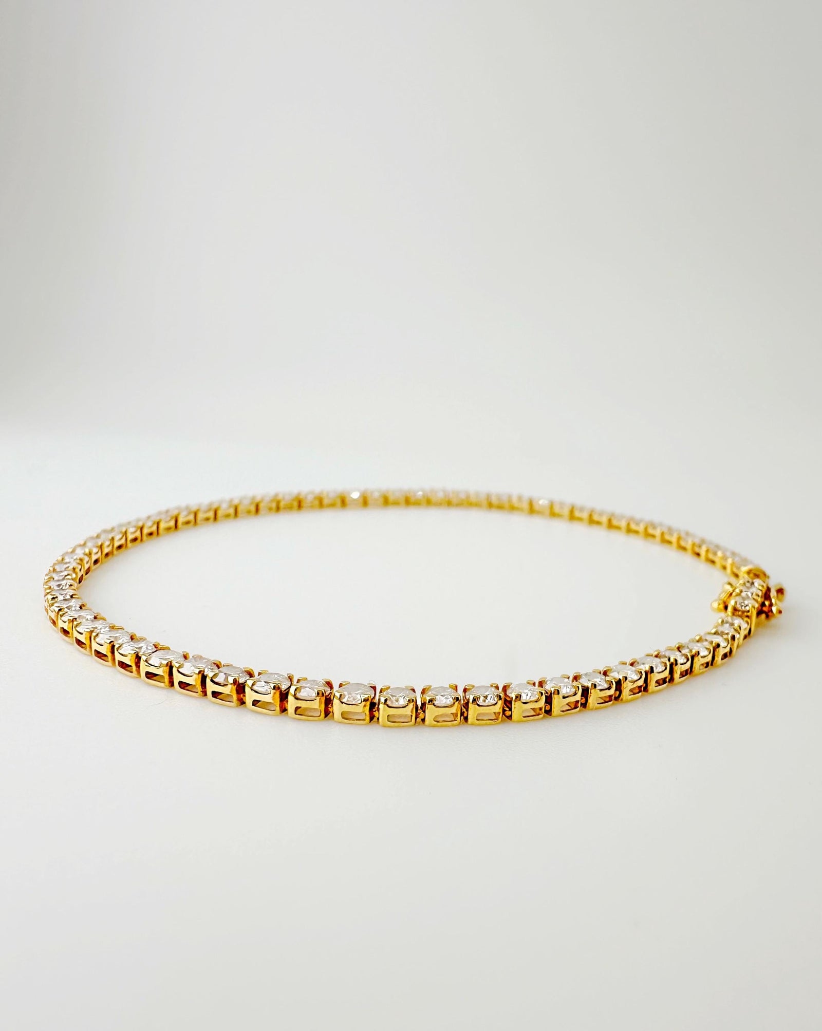 18K Solid Gold Natural Diamond Tennis Bracelet: 3 Carat, Size 7
