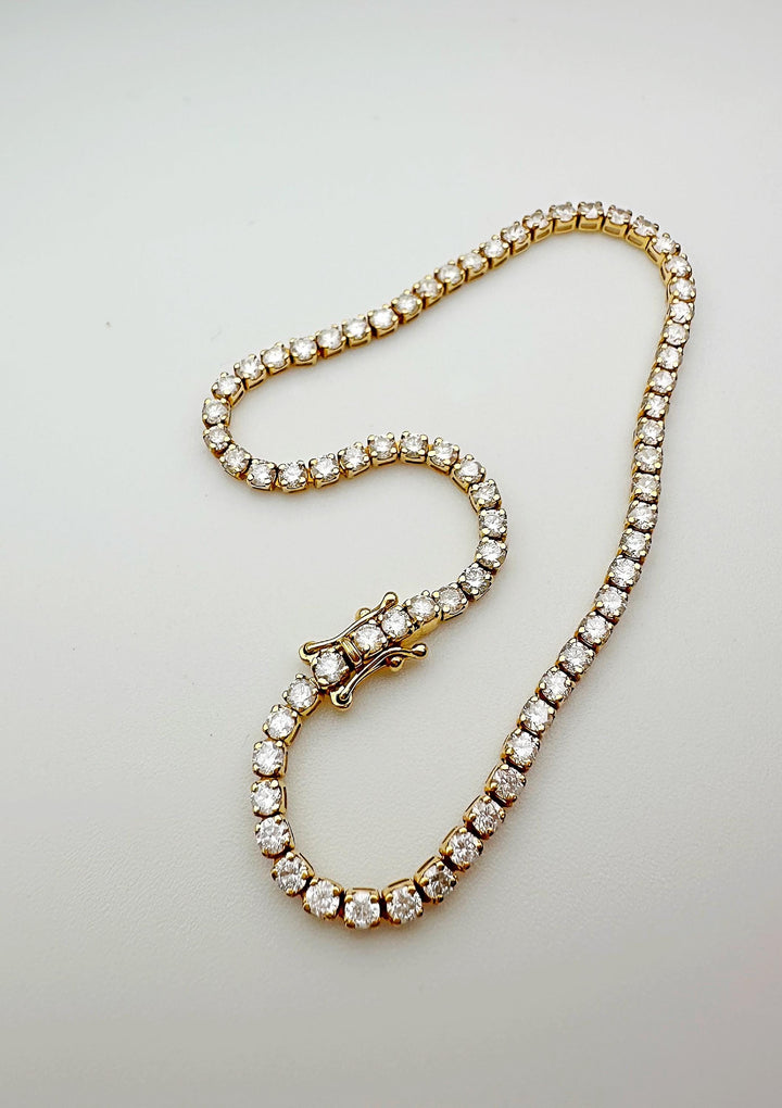 18K Solid Gold Natural Diamond Tennis Bracelet: 3 Carat, Size 7