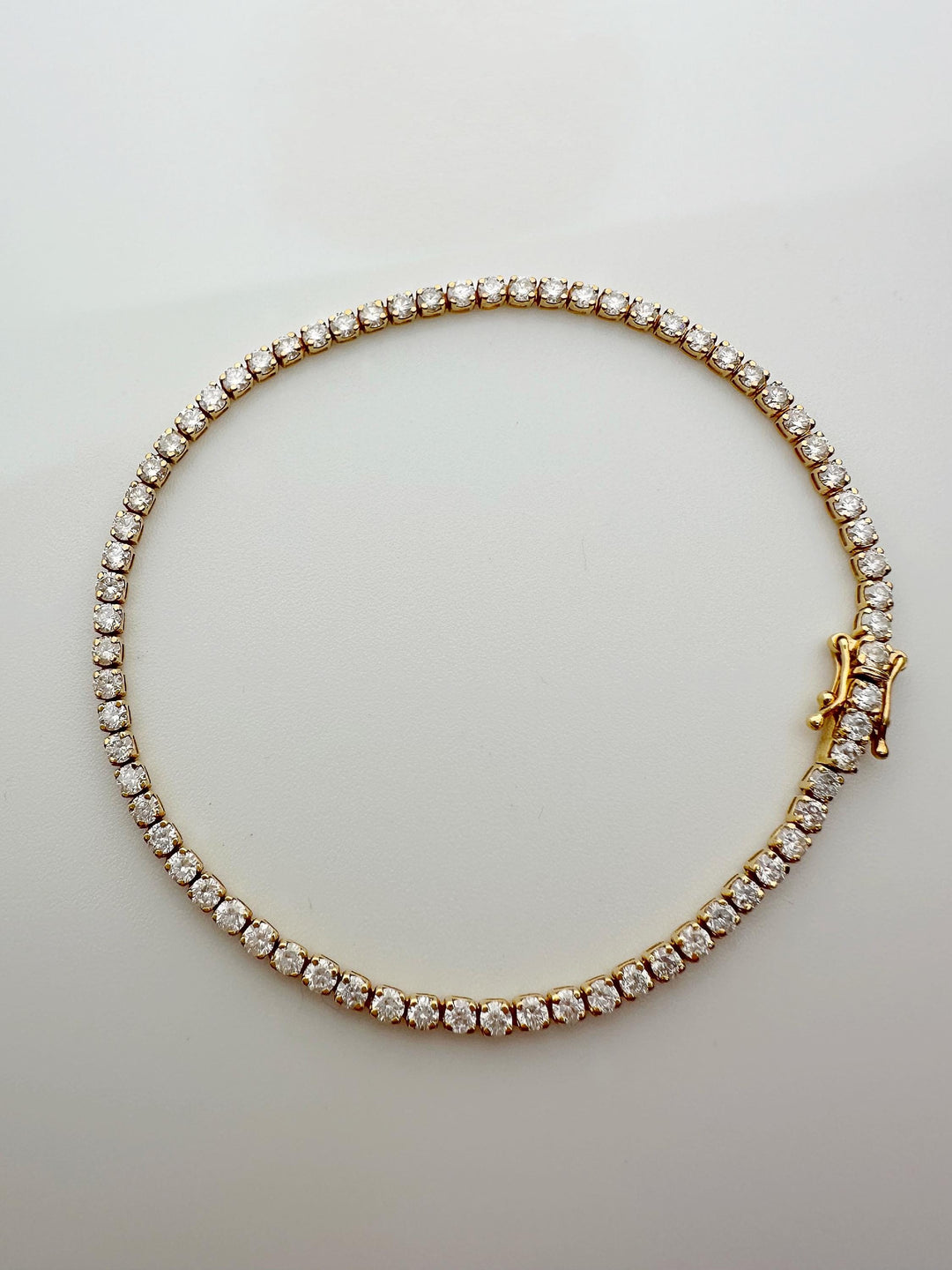 18K Solid Gold Natural Diamond Tennis Bracelet: 3 Carat, Size 7