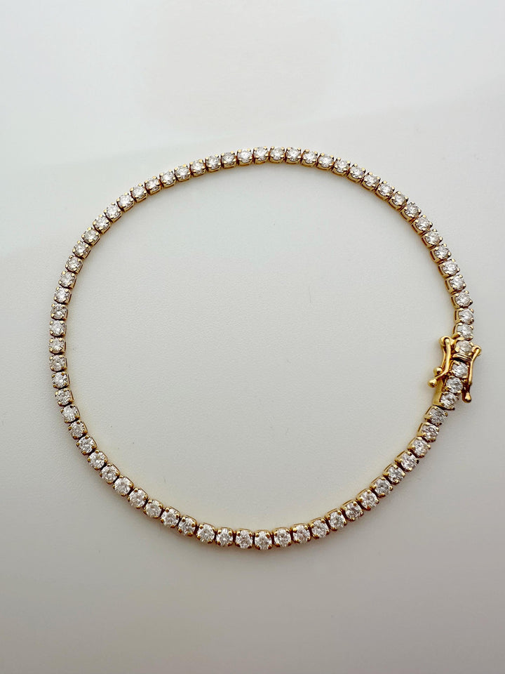 18K Solid Gold Natural Diamond Tennis Bracelet: 3 Carat, Size 7