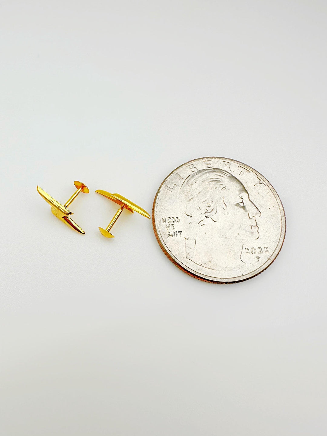 18K Solid Gold Zap | Lightning  Earrings Screw back: Minimalist Design , Stackable Earrings