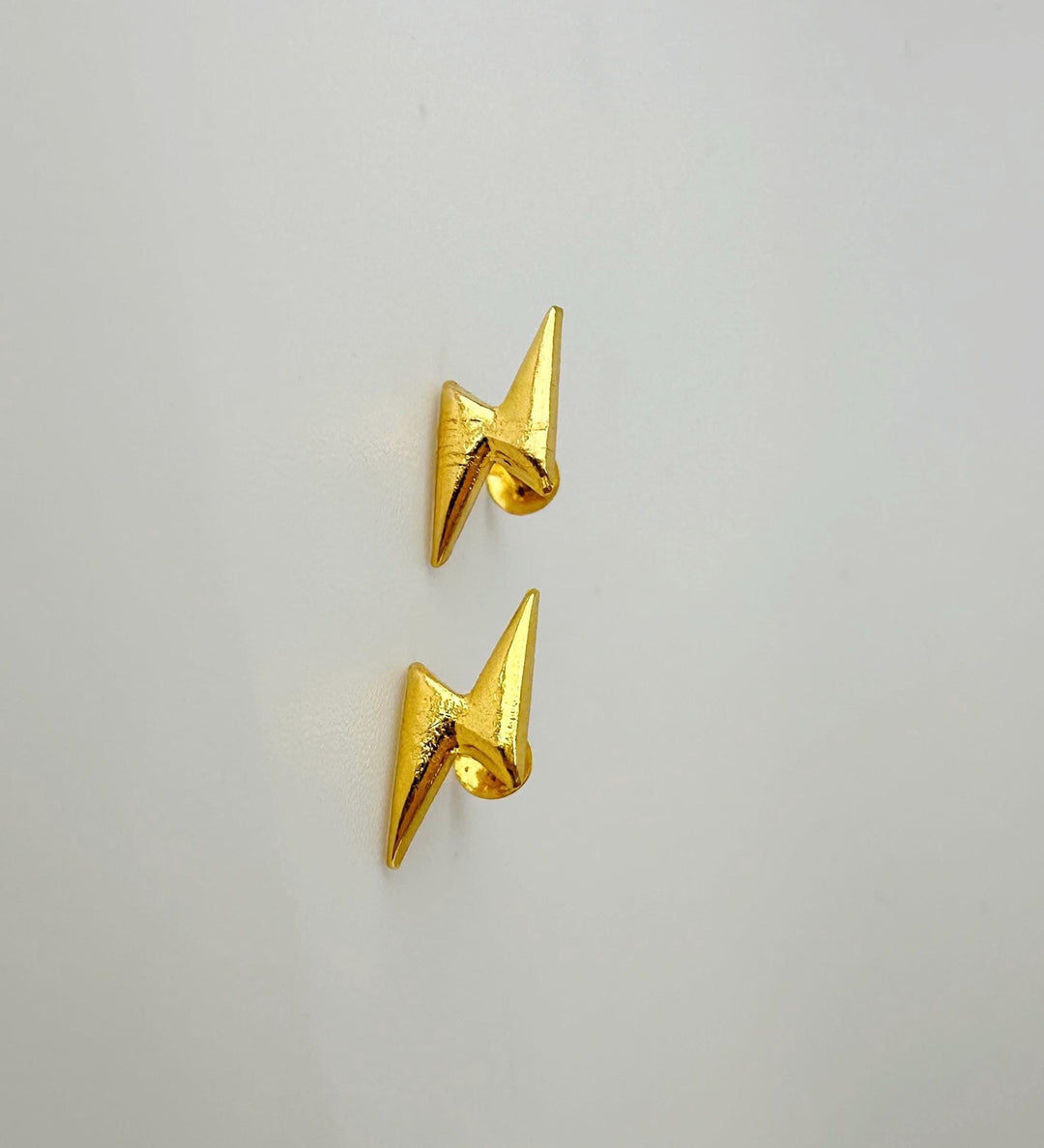 18K Solid Gold Zap | Lightning  Earrings Screw back: Minimalist Design , Stackable Earrings