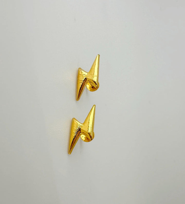 18K Solid Gold Zap | Lightning  Earrings Screw back: Minimalist Design , Stackable Earrings