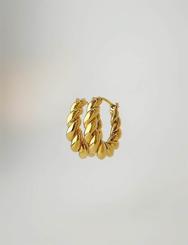 18K Solid Gold Croissant Hoop Earrings: Minimalist Huggies Style