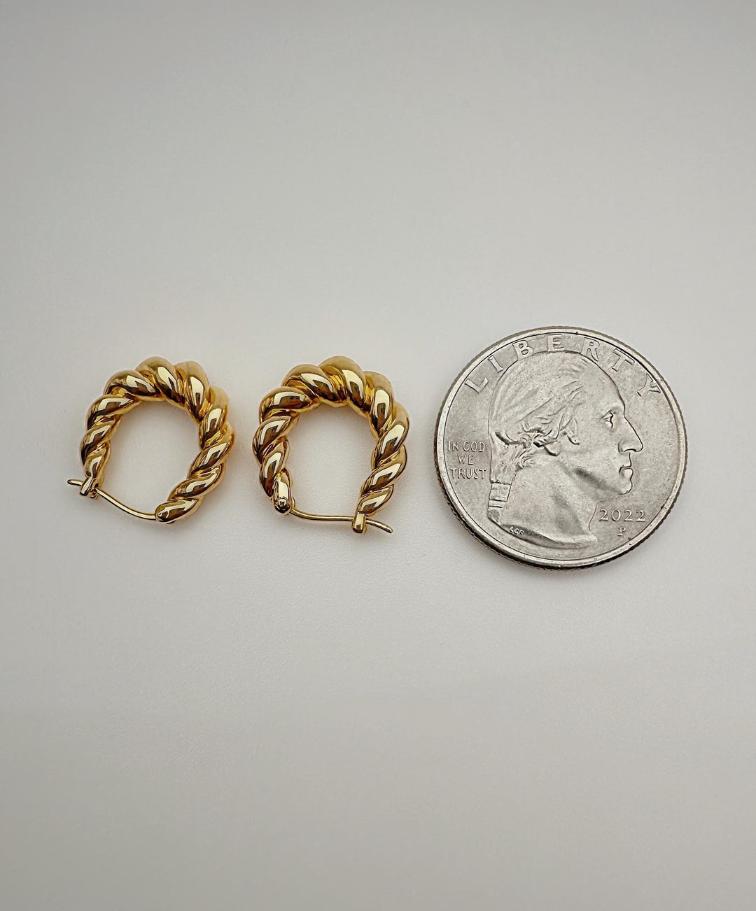 18K Solid Gold Croissant Hoop Earrings: Minimalist Huggies Style