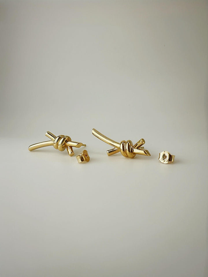 18K Solid Gold 23 mm Knot Earrings: Statement Earrings