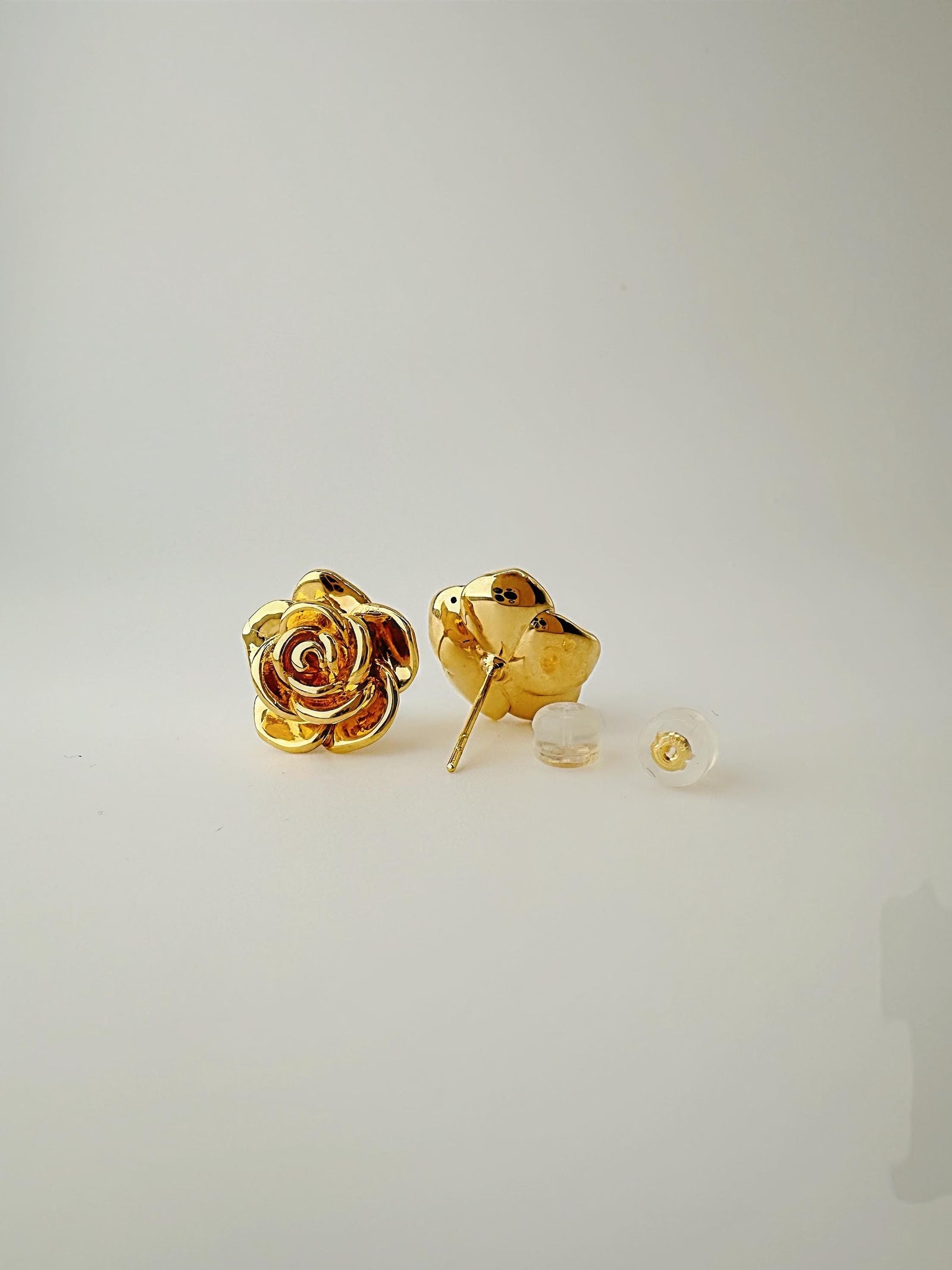 18K Real Gold Flower Earrings: Statement Earrings 14 mm , Electroform Lightweight