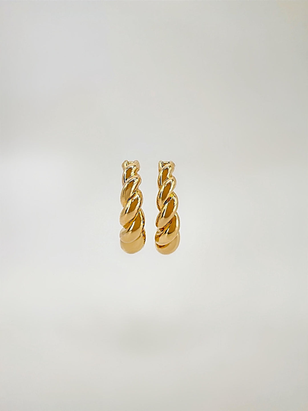 18K Solid Gold Croissant Hoop Earrings: Minimalist Huggies Style