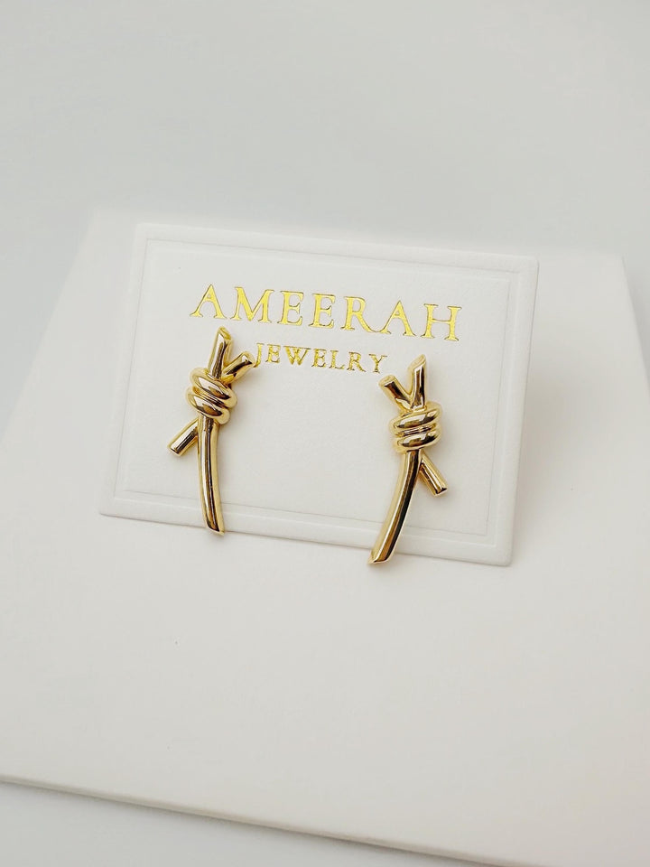 18K Solid Gold 23 mm Knot Earrings: Statement Earrings