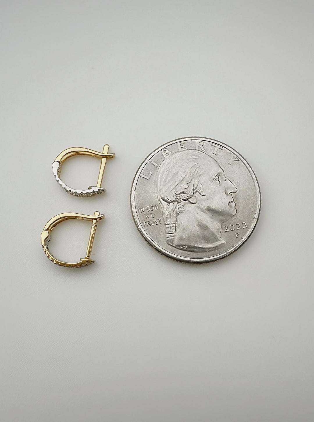 18K Gold Diamond Huggies Earrings 9.2mm: Two-Tone Minimalist Fine Jewelry