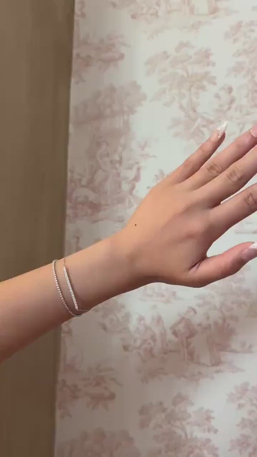 18K Solid Gold Natural Diamond Half Tennis Bracelet: Minimalist Jewelry